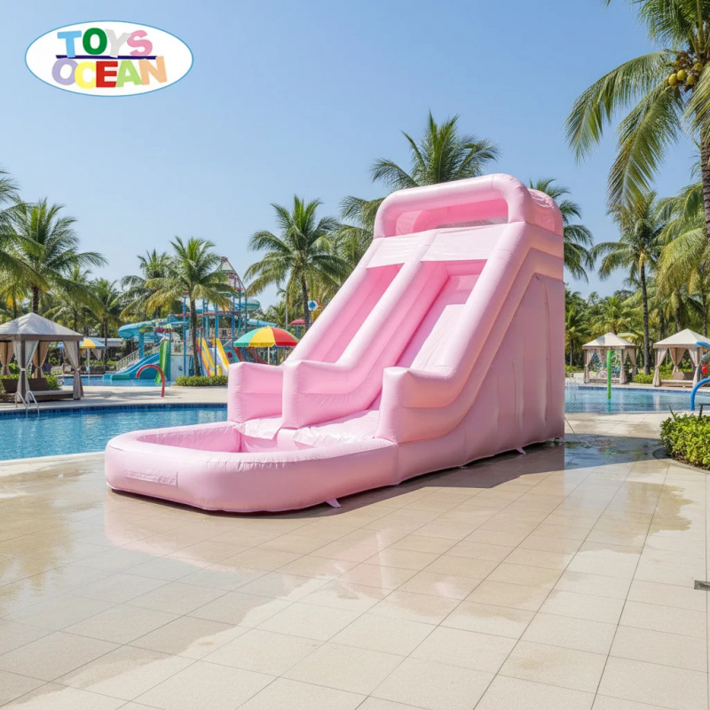 Commercial Grade Pink Double L - đánh giá và giá Water Slide Inflatable