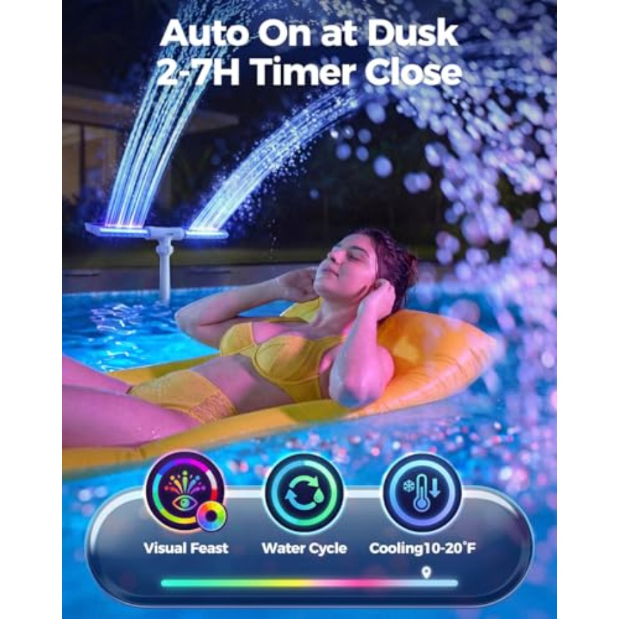 Solar pool fountain for ingrou - đánh giá và giá Pool Light Solar Rechargeable